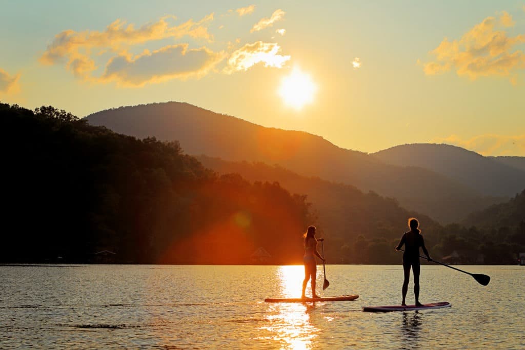 Paddle boarding on the lake